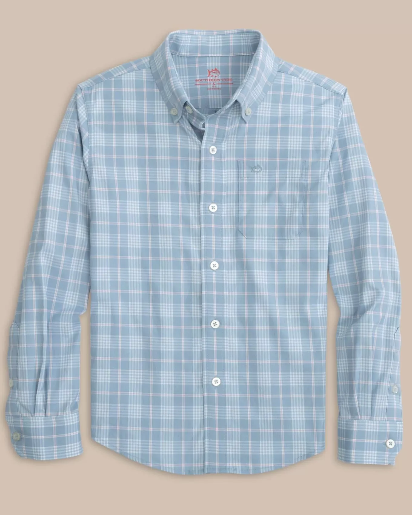 Southern Tide Boys Intercoastal Primrose Plaid Long Sleeve Sport Shirt< Boys Button Down Shirts