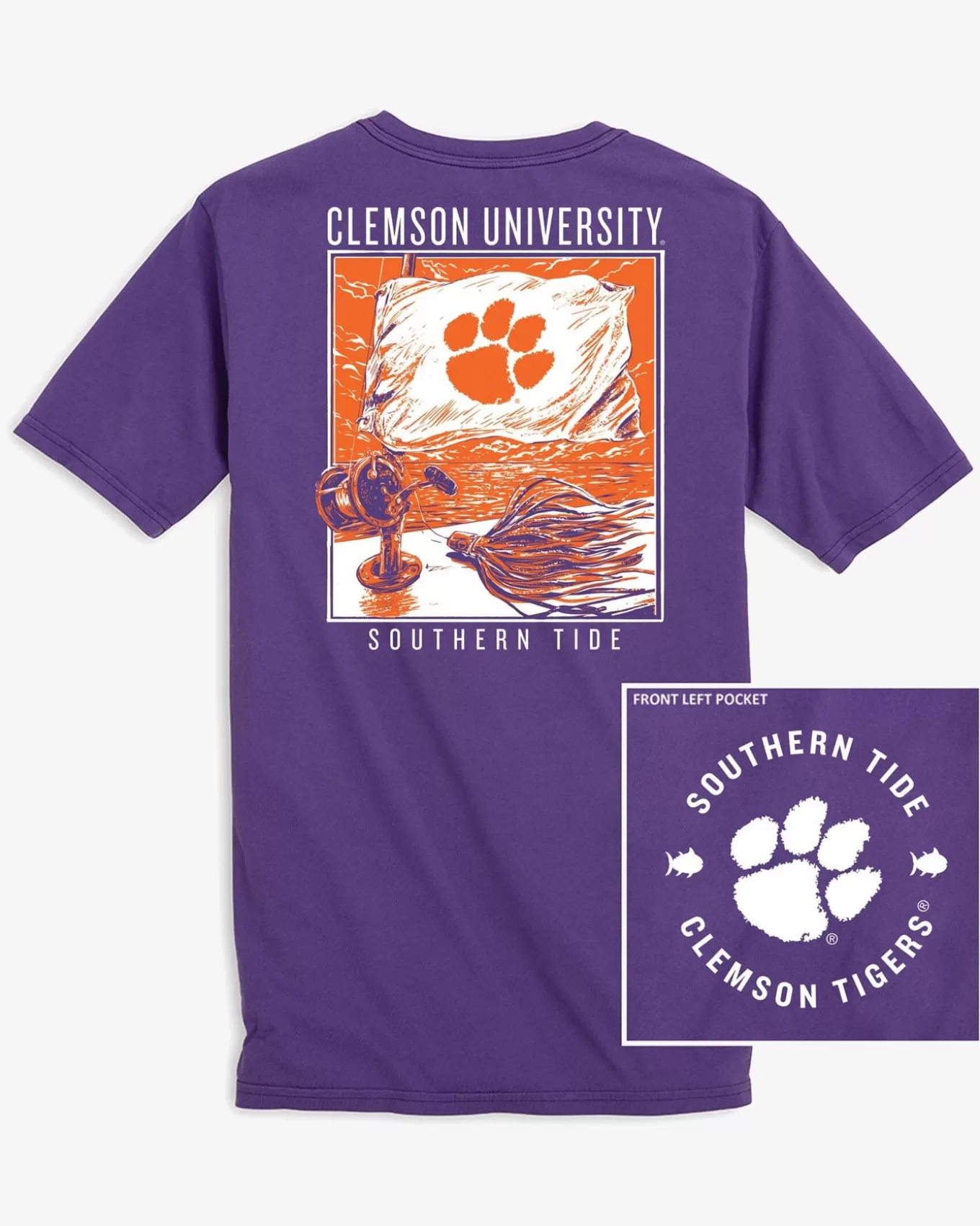 Southern Tide Clemson Tigers Fishing Flag T-Shirt< T-Shirts