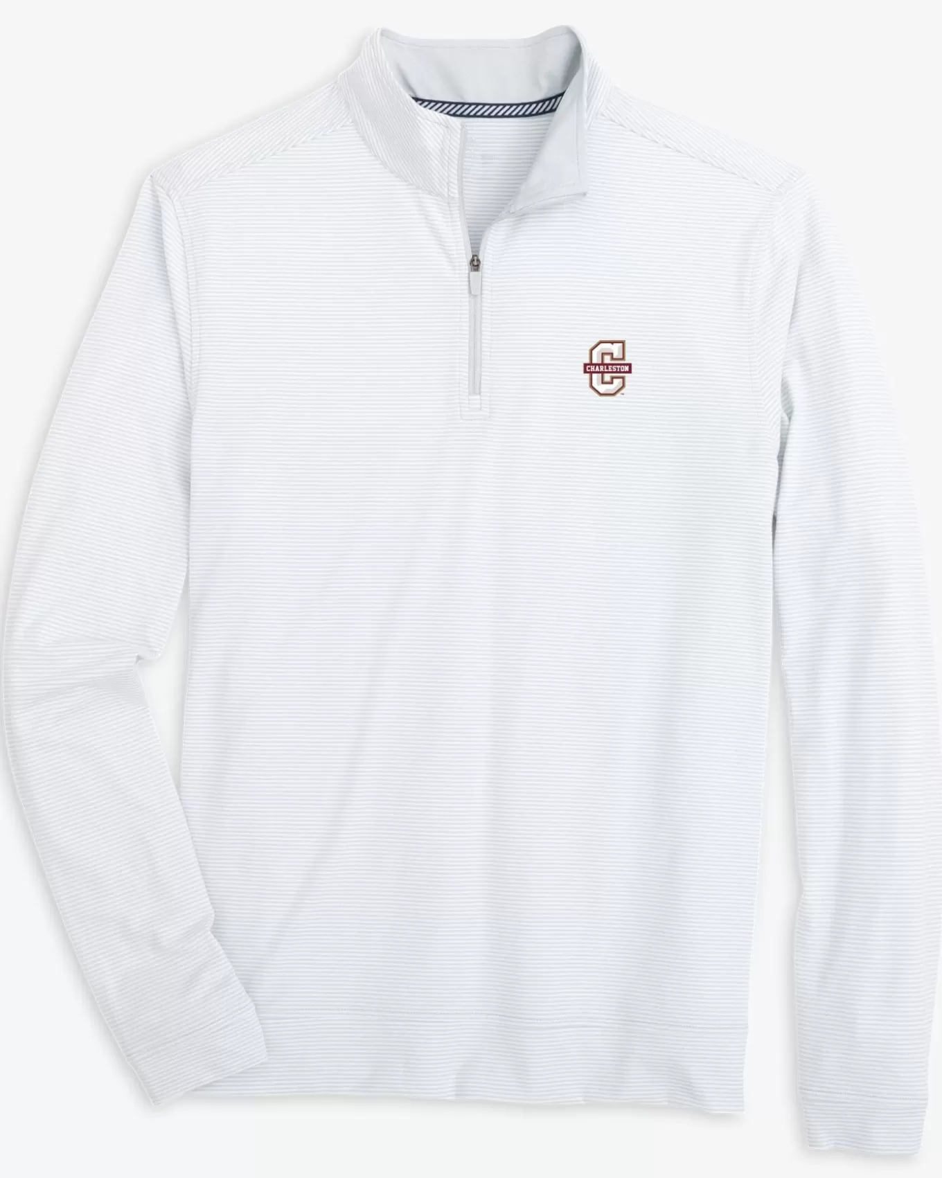 Southern Tide College Of Charleston Cougars Cruiser Micro-Stripe Heather Quarter Zip< Outerwear